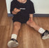 【COME HELL HIGH WATER】acid house  KIDS TEE -black-